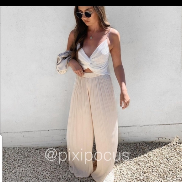 Zara Palazzo Pleated Pants - Vanilla - Picture 5 of 11